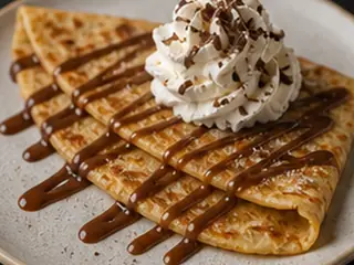 Crêpe con cobertura y nata en la carta de Lunzar Bar Alicante