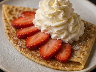 Crêpe de fresa y nata en la carta de Lunzar Bar Alicante
