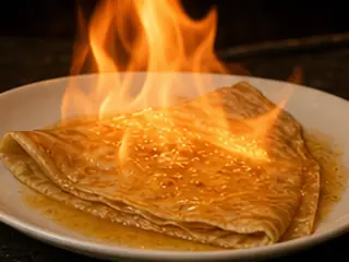 Crêpe flambeada con Grand Marnier en la carta de Lunzar Bar Alicante